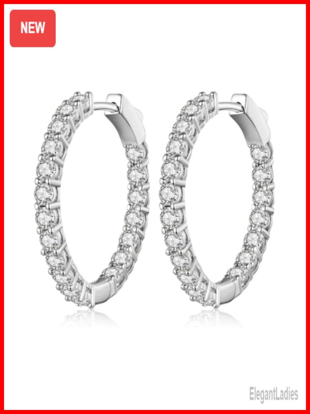 CZ Hoop Earrings White Gold Plated Cubic Zirconia Hypoallergenic